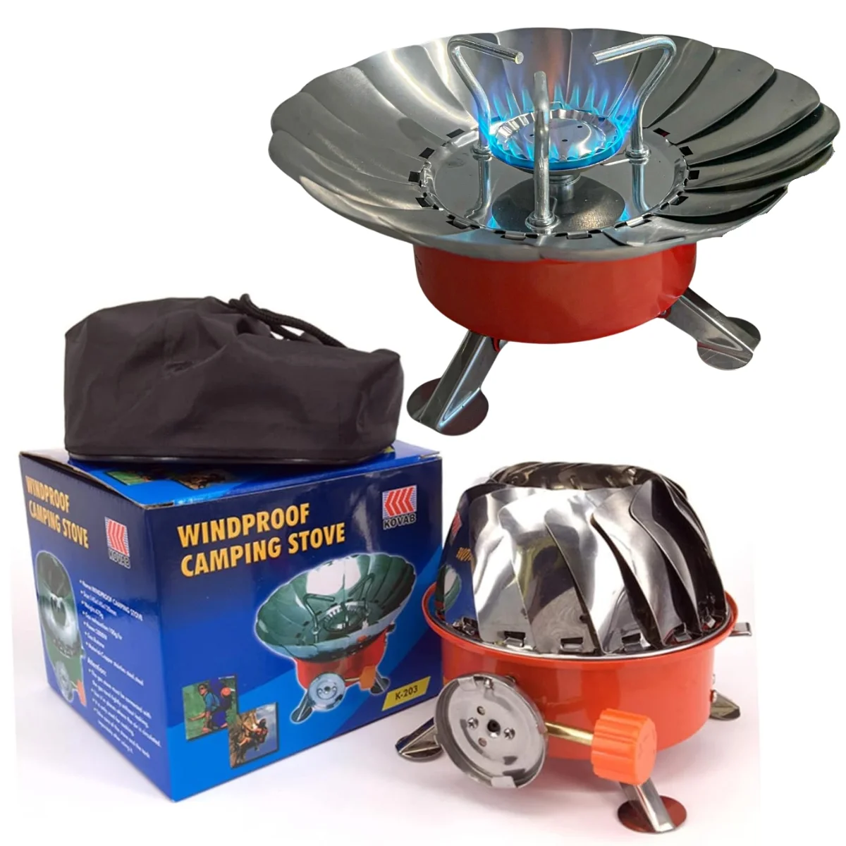 Portable Windproof Camping Stove (Without Gas Bottle) | Stainless Steel Outdoor Stove - Image 3
