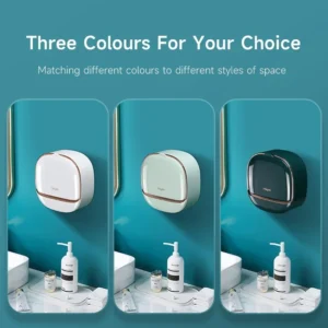 Dark Green | Self-Adhesive Wall-Mounted Luxury Soap Holder with Lid and Drainage Tray