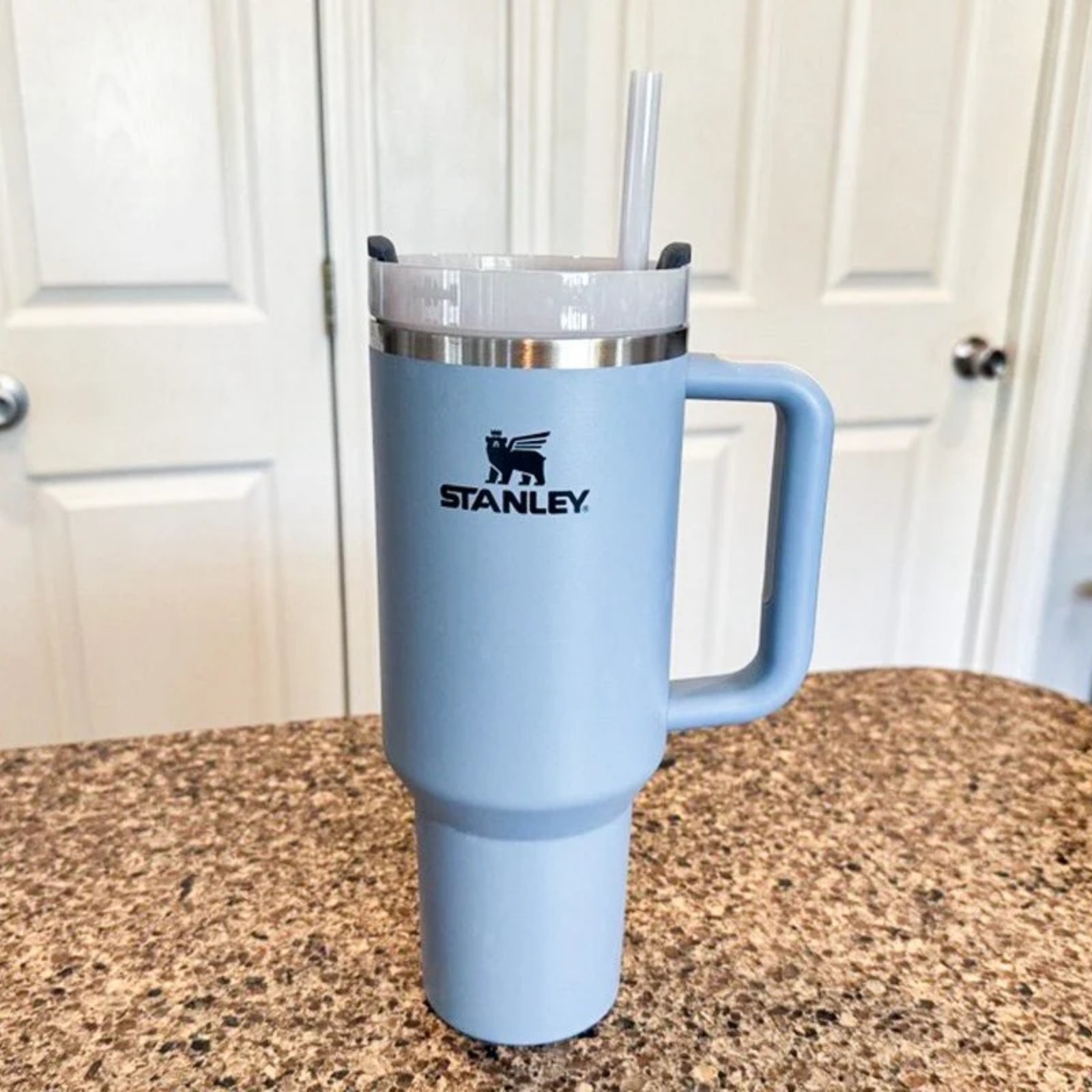 Light Blue Stanley 40 Oz Stainless Steel Tumbler | Leak-Proof Vacuum Insulated Travel Mug | Hot & Cold - Image 3