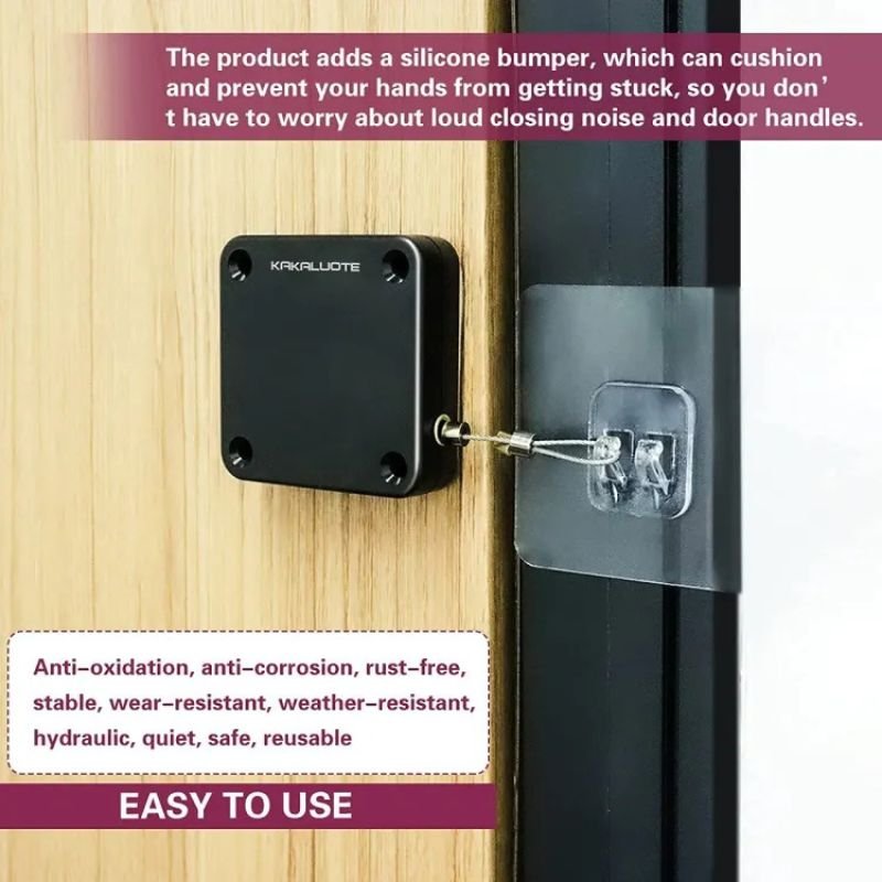 Portable Automatic Door Closer –|Punch-Free, Self-Closing with Pull Force - Image 2
