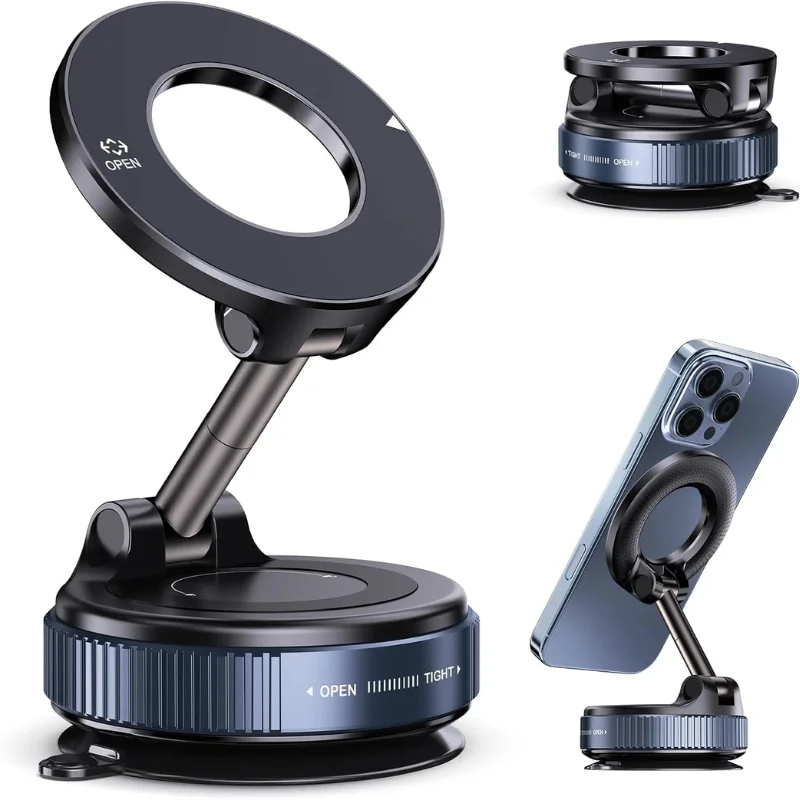 Foldable Magnetic Car Phone Holder | 360° Rotating Suction Mount, Universal - Image 2