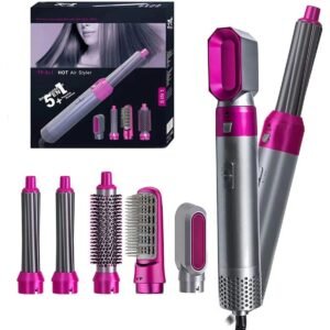5-in-1 Electric Hair Dryer Brush Kit | Blow Dryer, Straightener, Curler & Volumizer Styling Tool