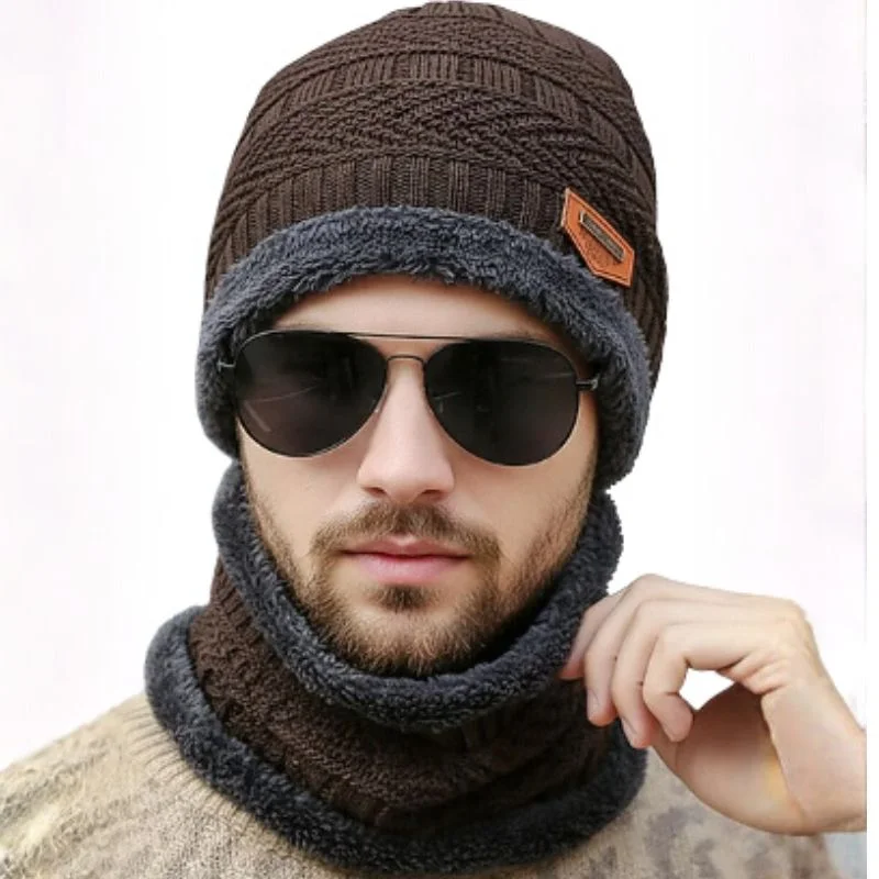 Winter Wool Cap with Neck Warmer Set | Thermal Beanie & Scarf Combo for Men and Women | Brown And Gray - Image 6