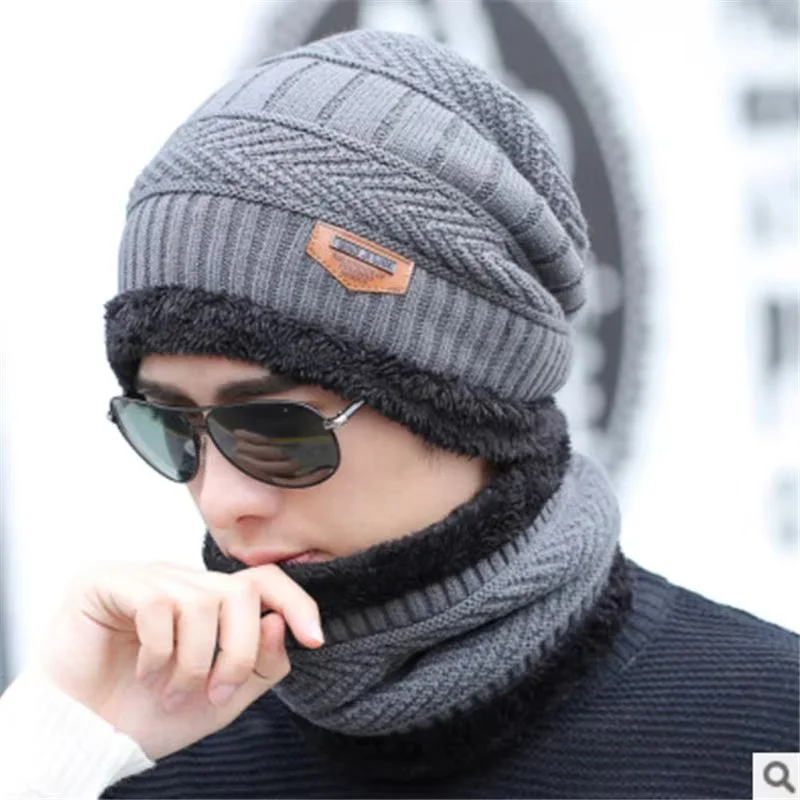 Winter Wool Cap with Neck Warmer Set | Thermal Beanie & Scarf Combo for Men and Women | Gray - Image 2