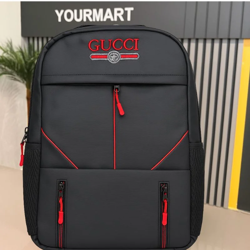 Multi-Functional Travel Backpack | Business Daypack with Laptop Compartment | Black & Red - Image 2