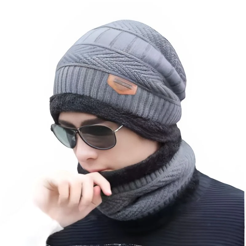 Winter Wool Cap with Neck Warmer Set | Thermal Beanie & Scarf Combo for Men and Women | Gray - Image 6