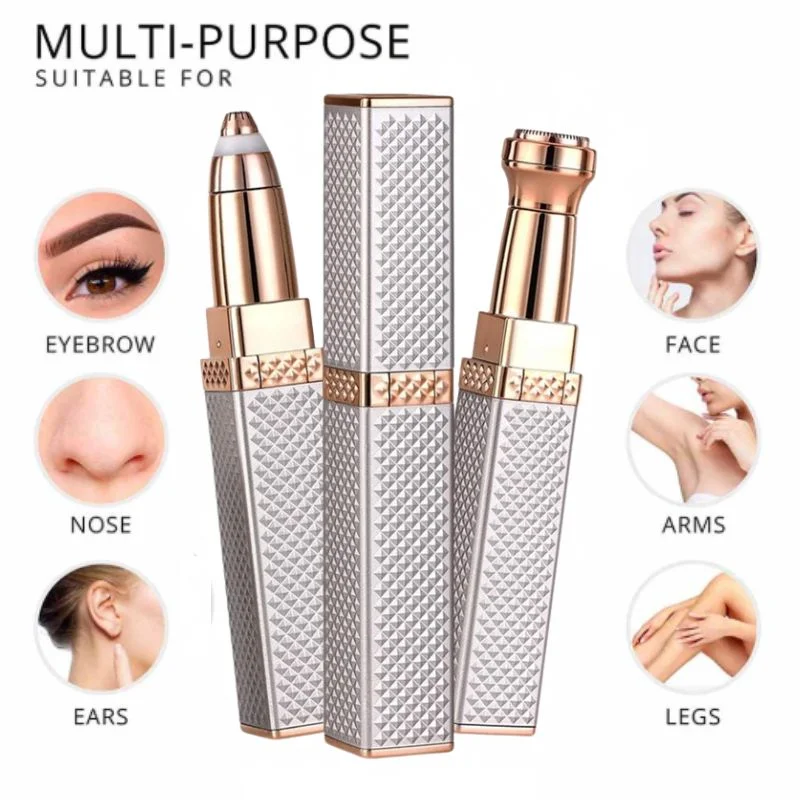 2-in-1 Flawless Facial Hair Remover & Eyebrow Trimmer | USB Rechargeable, Painless & Portable | Silver Color - Image 7